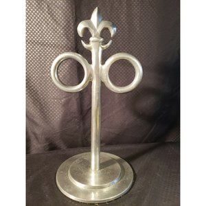 Fleur de Lis Double Ring Hand Fingertip Towel Face Cloth Holder Stand Rack